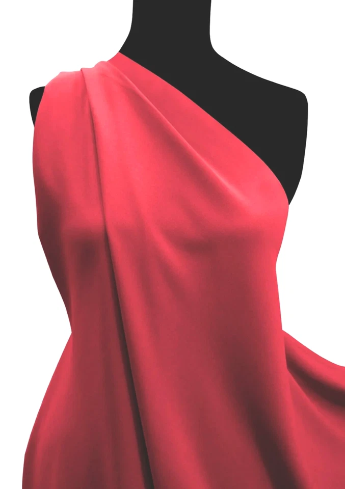 1m Soft Red Plain Rayon Viscose Soft Spun Fabric 56” Dressmaking tops dresses - Image 1 of 1