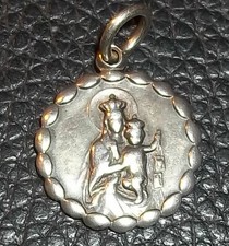 C1900´S França Antigo Nossa Senhora Do Monte Carmelo & Sagrado Coração Medalha De Prata