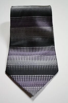 Kilburne and Finch Tie Black Gray Geometric Triangles Silk Hand Made - Image 1 of 3