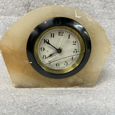 Vintage Marble Quartz Clock wind up alarm clock ART DECO CLOCK (not working) Cover