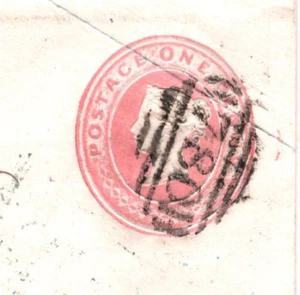 GB 1d PINK QV Stationery Cover NUMERAL ERROR *780* Stafford 1852 Leek XD41 - Picture 1 of 18