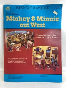 1983 Disney Mickey Mouse Minnie Press-Out Golden Playbook Out West *Lots of Wear - Picture 1 of 11