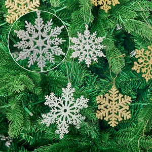 Redlife 48pcs Christmas Snowflake Ornaments Plastic Glitter Snow Flakes Ornament - Picture 1 of 23