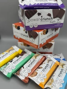 45 Assorted Flavors - Power Crunch 11-14g Protein Energy Cookie Wafer Bars - Picture 1 of 3