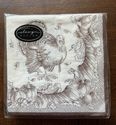 Diseño - Acción de Gracias - Servilletas para bebidas de baño de Turquía - Paquete. de 20-marrón--3 capas Foto 1 de 4