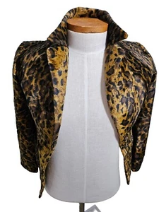 Emanuel Ungaro Liberte Jacket Women Size Petite 2/36 Faux Leopard Print Jacket - Picture 1 of 8