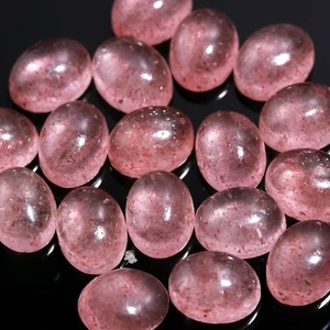 Oval Cabochon Natural Pink Strawberry Quartz 5x7mm To 10x14mm Loose Gemstone - Picture 1 of 6