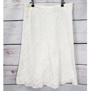 J. Crew White Cotton Eyelet Midi Skirt Drawstring Back Cottage Beach - Picture 1 of 5