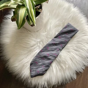 Paco Rabanne Mens Neck Tie 58"/4" Silk Gray Purple Geometric - Picture 1 of 4