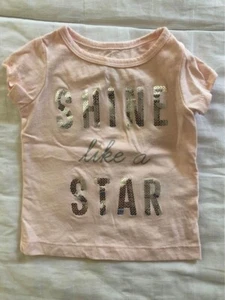 Carter's Baby Girls Pink Silver Shine Like A Star Tee Shirt Top Size 3 Months - Picture 1 of 3