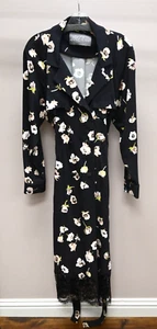 Lela Rose | Midnight Blue Floral Lace-Trim Trench Coat Size: 12 - Picture 1 of 16