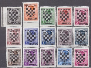CROACIA - CROACIA - 1941 JUEGO COMPLETO DE SOBREIMPRESIONES Mi.: 9-23 - **MNH** - Imagen 1 de 1
