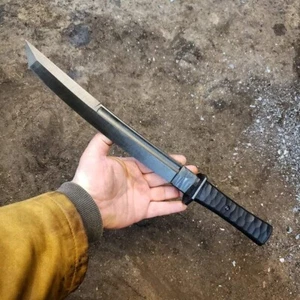 17" CUSTOM HANDMADE D2 TOOL STEEL HUNTING TANTO BLEAD KNIFE WITH SHEATH - Picture 1 of 1
