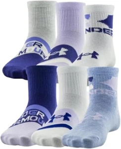 Under Armour UA Essential Youth Lightweight Quarter Socks 13.5K-4.5 6pck Blue NW - Picture 1 of 7