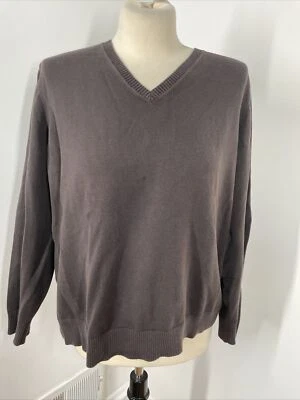 Suéter Lands End XL Marrón Algodón Elástico Cuello en V Foto 1 de 4