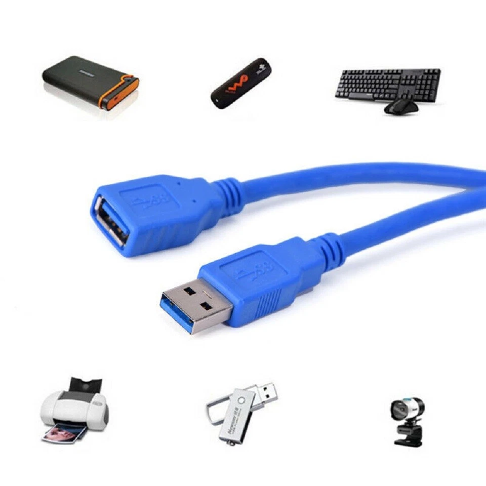 Cavo 1,5/5m USB 3.0 tipo A SuperSpeed prolunga maschio femmina pc dati hard disk - Immagine 1 di 4