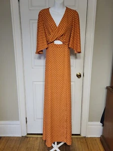 BCBGMaxAzaria Maxikleid orange geometrisches Muster Wickeloptik XS - Bild 1 von 15