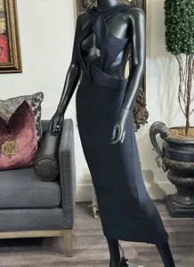 $538 Ronny Kobo Women's Black Sleeveless Rib-Knit Midi Tank Dress Size XS - Picture 1 of 6