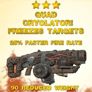 FALLOUT 76 PC QUAD +25% WEAPON SPEED CRYOLATOR! FREEZES TARGETS [-90% WEIGHT] - Picture 1 of 1