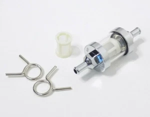 Filtro benzina filtro carburante metallo cromato chopper Honda Suzuki Yamaha Kawasaki  - Foto 1 di 3