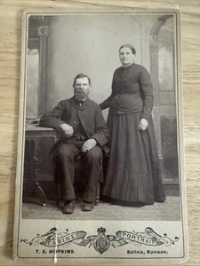 Antique Cabinet Card Photo ID’d Couple Salina, Kansas - Picture 1 of 21