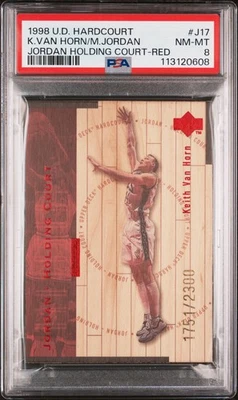 1998 UPPER DECK RED #J17 KEITH VAN HORN/MICHAEL JORDAN 1751/2300 PSA 8 - Image 1 of 2
