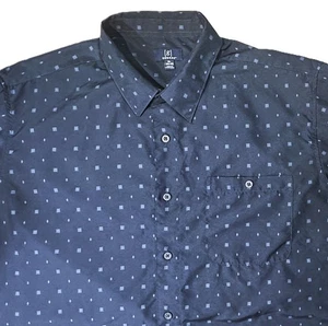GEORGE [g] Camicia Uomo Taglia XL 46-48 Manica Corta Bottoni Blu Disegno Geometrico - Foto 1 di 8