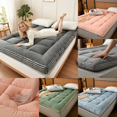 Thick Mattress Pad Quilted Cooling Mattress Topper Cover Breathable Filled Soft - Image 1 of 4