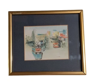 Gerahmtes Stadtbild Kunst Aquarell Goldrahmen - Bild 1 von 24