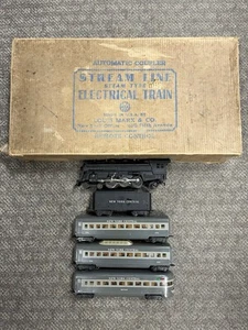 + Marx O Gauge 333 Steam Locomotive & NYC Tender 3 Car Passenger Set w/ Box - Picture 1 of 14