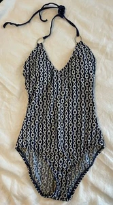 Speedo Damen Größe 6 Blau Neckholder Aktiv V-Ausschnitt Kette Einteiler Badeanzug Baden - Bild 1 von 10