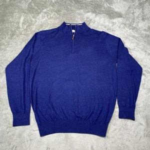 Peter Millar Sweater Mens Large Blue Half Zip Pullover Cotton Silk Blend Golf - Picture 1 of 8