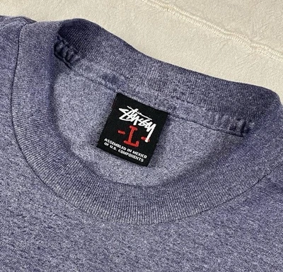 Camiseta vintage Stussy para hombre talla grande lisa azul manga corta Foto 1 de 4
