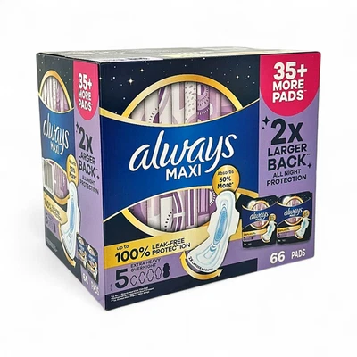Always Maxi Extra Heavy Overnight Pads with Wings Size 5 66-Pack - Image 1 of 4