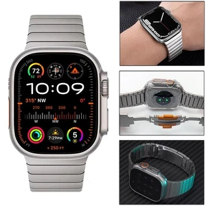For Apple Watch Ultra 2 49mm Stainless Steel Link Bracelet Band Strap 44/45/46mm - Picture 1 of 28
