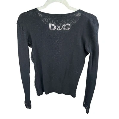 Dolce & Gabbana кружева Y2K 90-х винтажный длинным рукавом Топ рубашка размер S сделано в Италии - Изображение 1 из 4