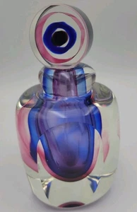 Exquisiter Fifth Ave Kristall Blau Lila Sommerso Glas Parfüm Flakon mit Stopfen - Bild 1 von 14