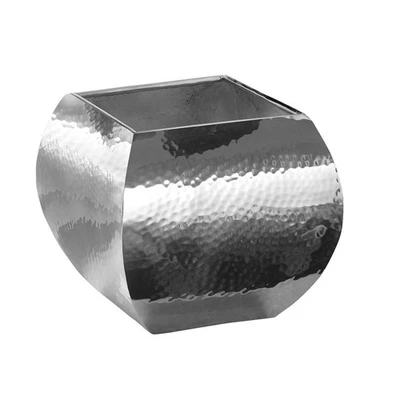Fink eckiger Edelstahl Übertopf 14x12 cm silber gehämmertes Blumen-Pflanzgefäß - Bild 1 von 4