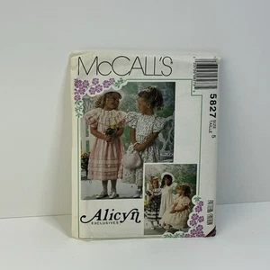 Dress Girls Size 5 Alicyn Puff Sleeve Lace Yoke UNCUT Pattern 5827  - Picture 1 of 2