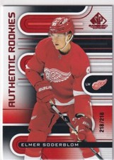 2022-23 UD SP GAME USED AUTHENTIC ROOKIES RED #195 WINGS ELMER SODERBLOM /218