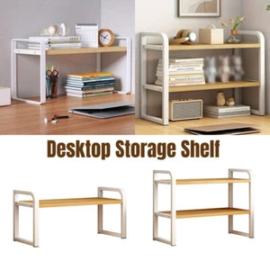 Adjustable Height Multi-Layer Desktop Bookshelf Home Office Floor Organizer Rack - Picture 1 of 17