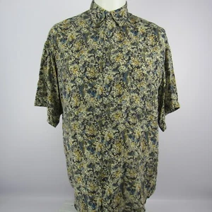 Structure Shirt Floral 100% Silk Short Sleeve Button Up Men's Large Casual - Picture 1 of 11