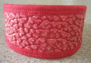 RED BUBBLE LEATHER PREMIER COLLAR ITALIAN GREYHOUND MINIATURE PINSCHER  - Picture 1 of 2