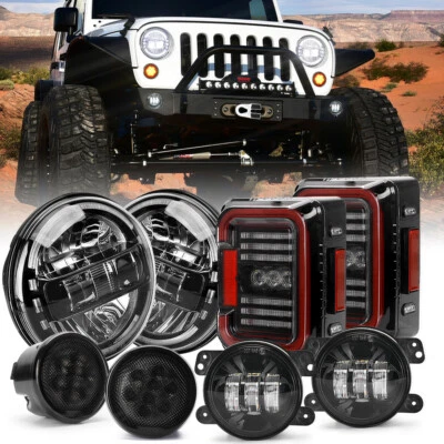 For Jeep 07-17 Wrangler JK & Unlimited 7" LED Headlights Fog / Turn / Tail Lamps - Image 1 of 4