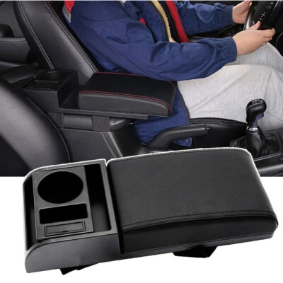 Universal Car Armrest Lid Cover Center Console Storage USB Cup-Holder Organizer - Image 1 of 4