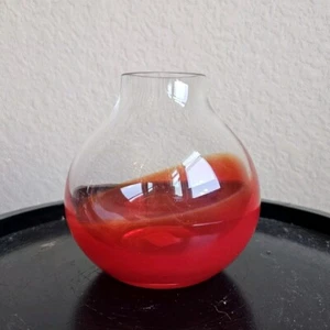 Crate & Barrel “Zing“ Vase In Clear, Amberina, Orange/Red Ombre Glass Modern - Picture 1 of 5