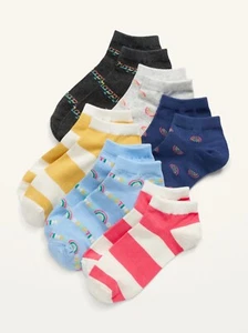 Old Navy Kid Youth Girls Rainbow Stripe Printed Ankle Socks 6-Pack Size S M L - Picture 1 of 1