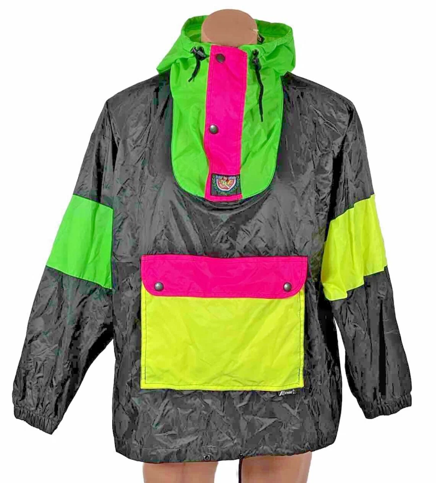 K-Way 9 Vintage Anorak Cortavientos Años 90 Retro Chaqueta Festival Abrigo Neón Pullover Foto 1 de 4