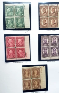 Juego de 10 bloques de placas 1923-26 vintage de Estados Unidos #581-591 (NC)-4, como nuevo NH, LH. O.G. - Imagen 1 de 4