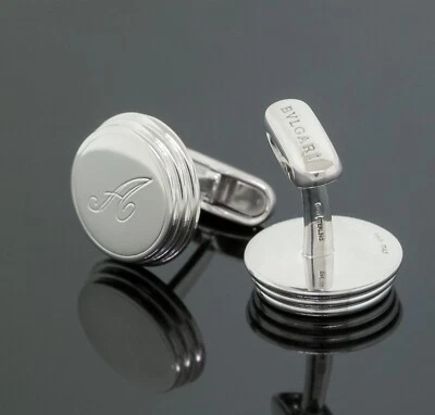 Bvlgari Bulgari Round Circle Cufflinks 17mm Men's Jewelry 925 Sterling Silver - Image 1 of 4